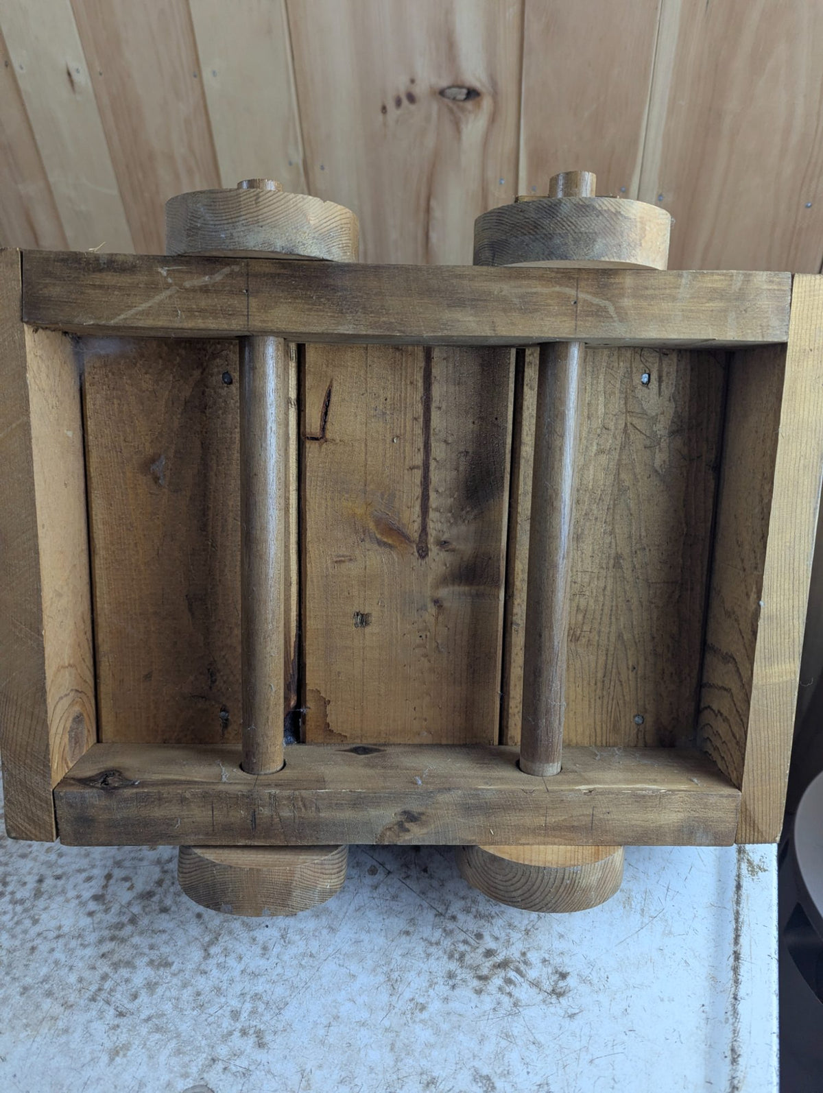 Vintage Handmade Wooden Toy Wagon Truck with Pull Handle 16" x 14