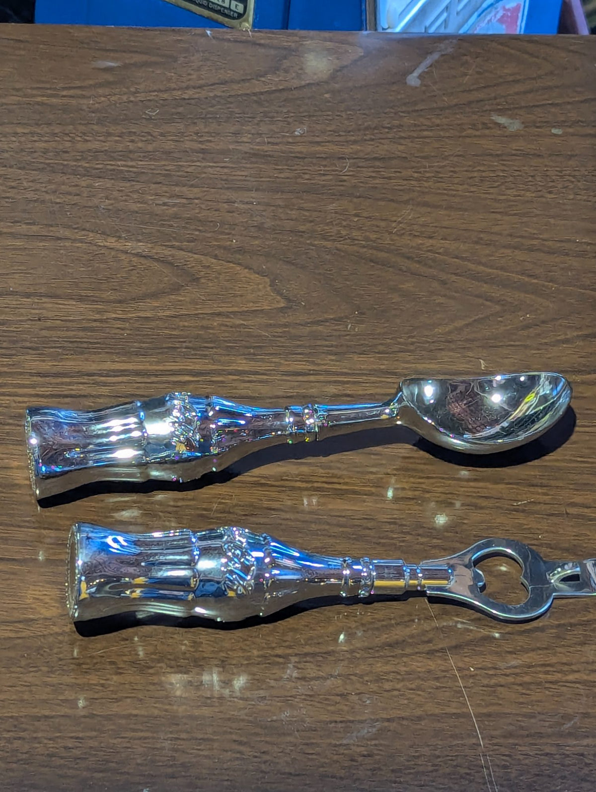 Vintage Bottle-Handled Metal Spoon and Bottle Opener Set