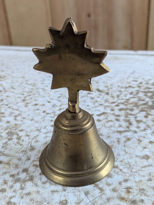 Vintage Brass Maple Leaf Hand Bell