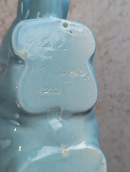 Vintage Blue Glaze Ceramic Elephant Planter Vase - Made in Canada