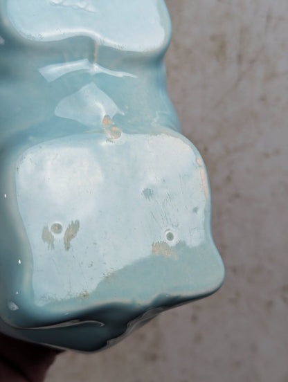 Vintage Blue Glaze Ceramic Elephant Planter Vase - Made in Canada