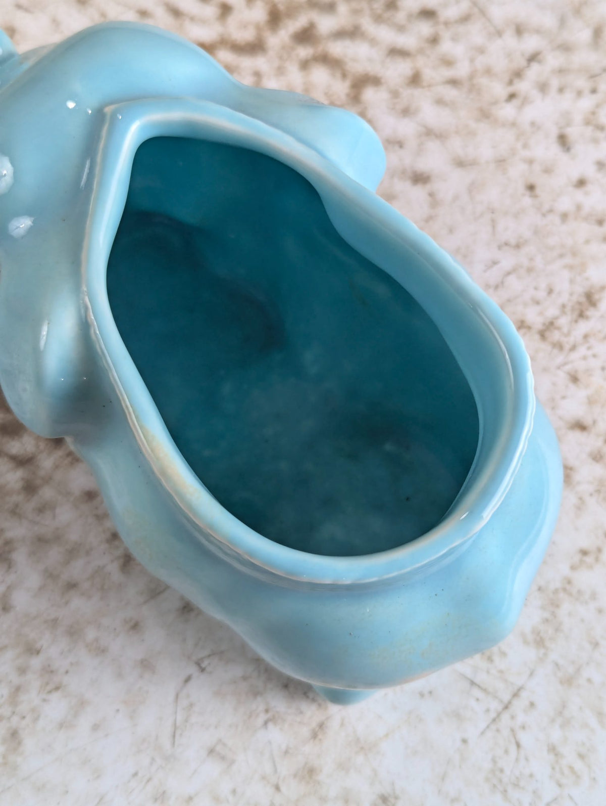 Vintage Blue Glaze Ceramic Elephant Planter Vase - Made in Canada