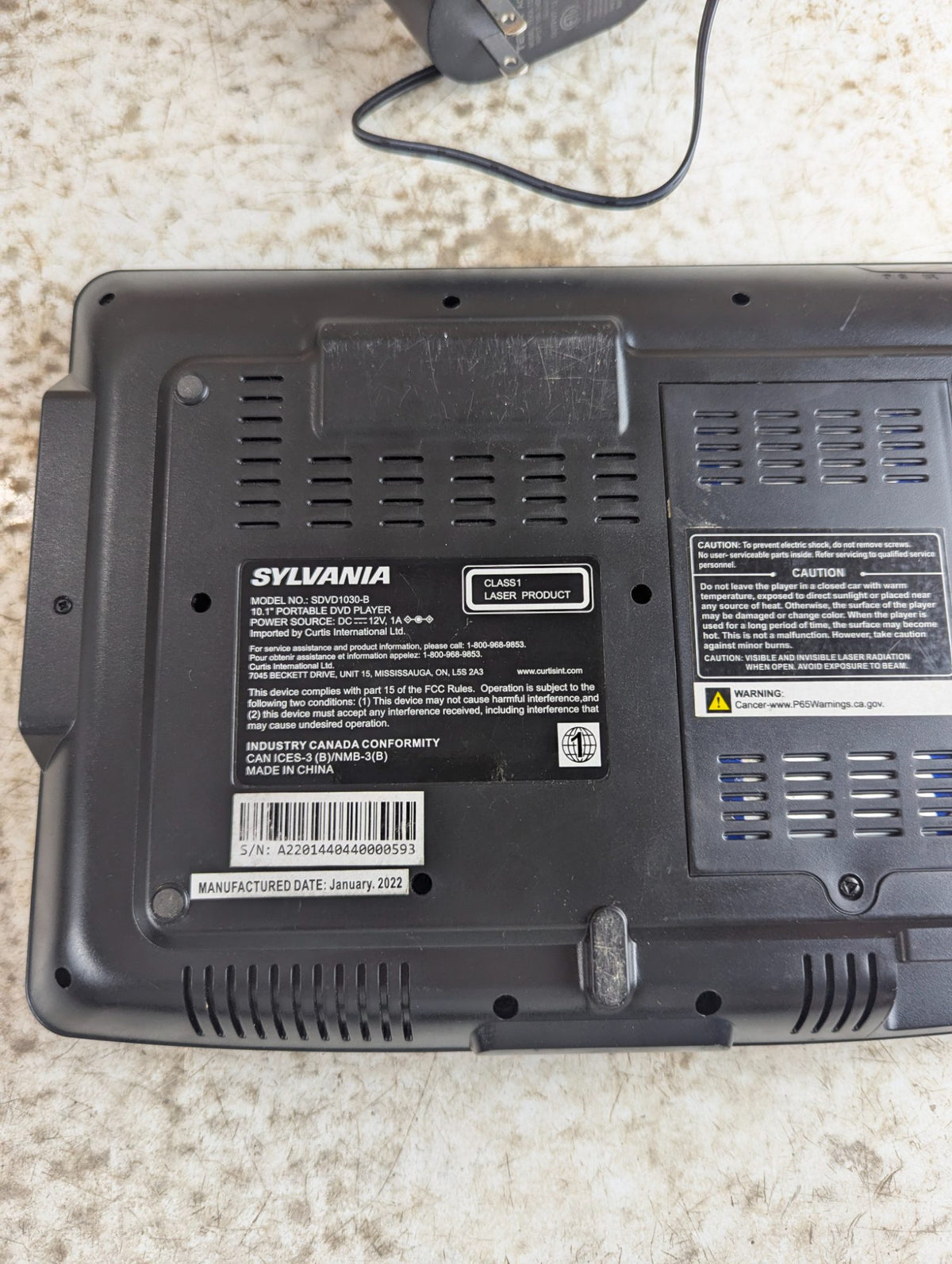 Sylvania SDVD1030-B 10.1" Portable DVD Player - Works