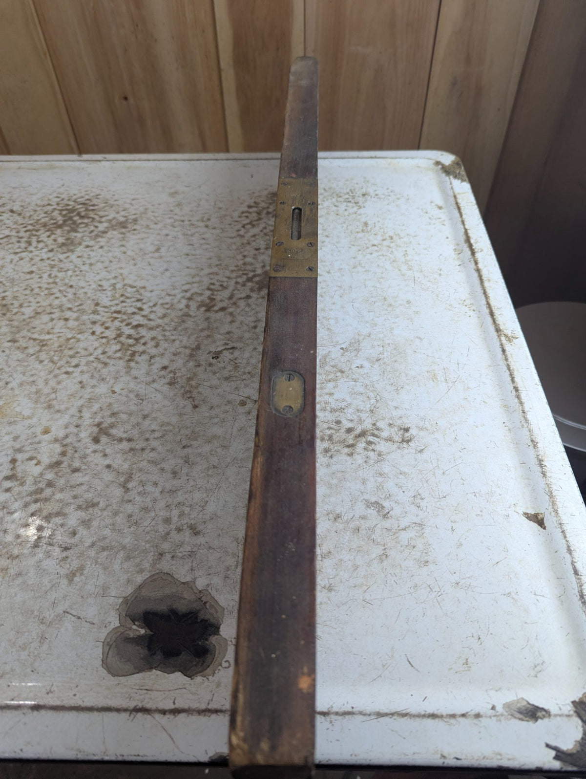 Vintage Stanley No. 2 Sweetheart Brass and Wood Level