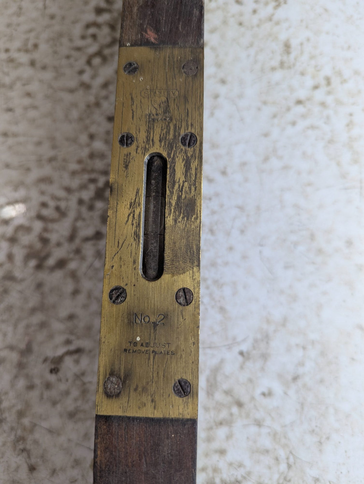 Vintage Stanley No. 2 Sweetheart Brass and Wood Level