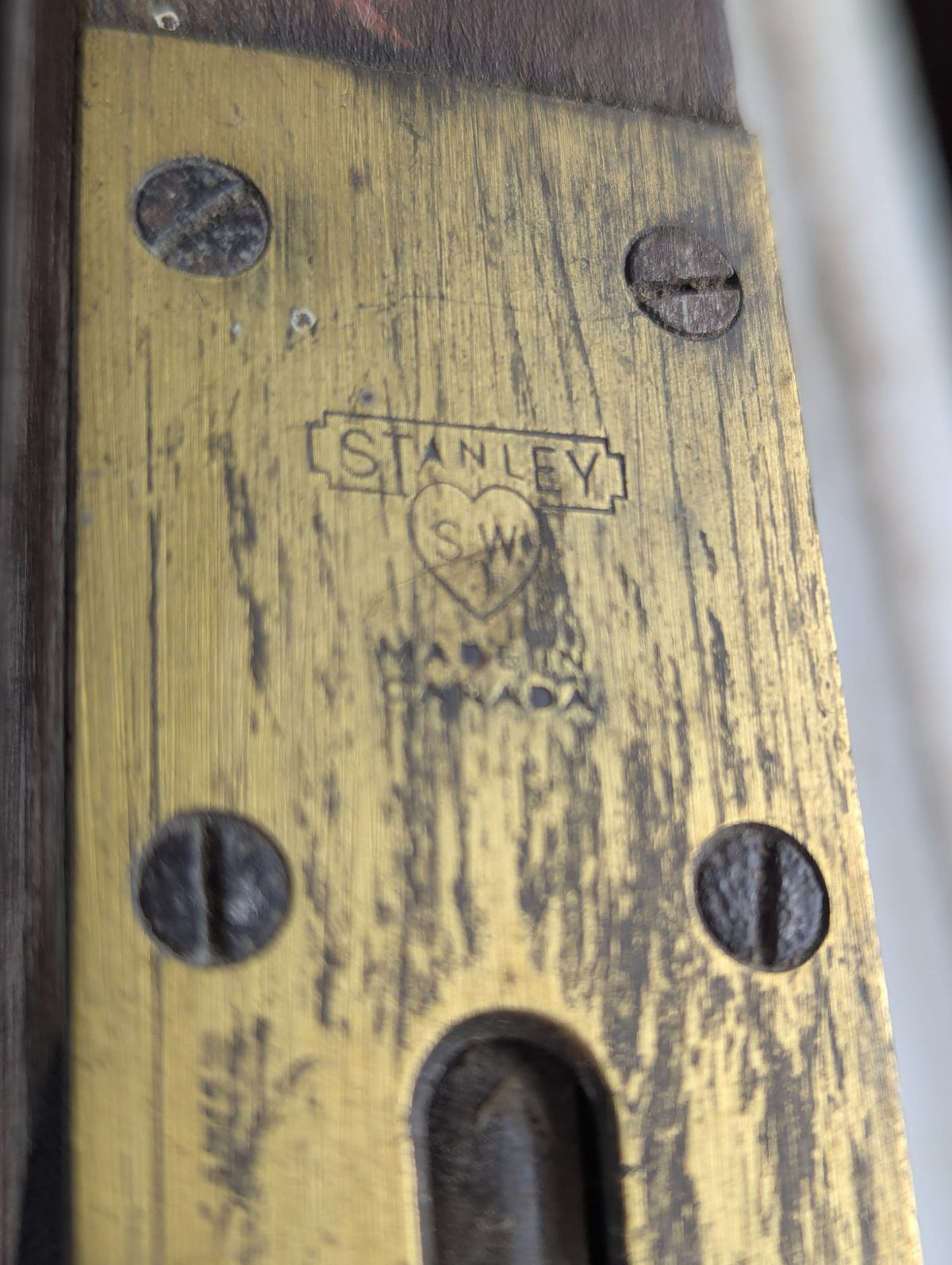 Vintage Stanley No. 2 Sweetheart Brass and Wood Level