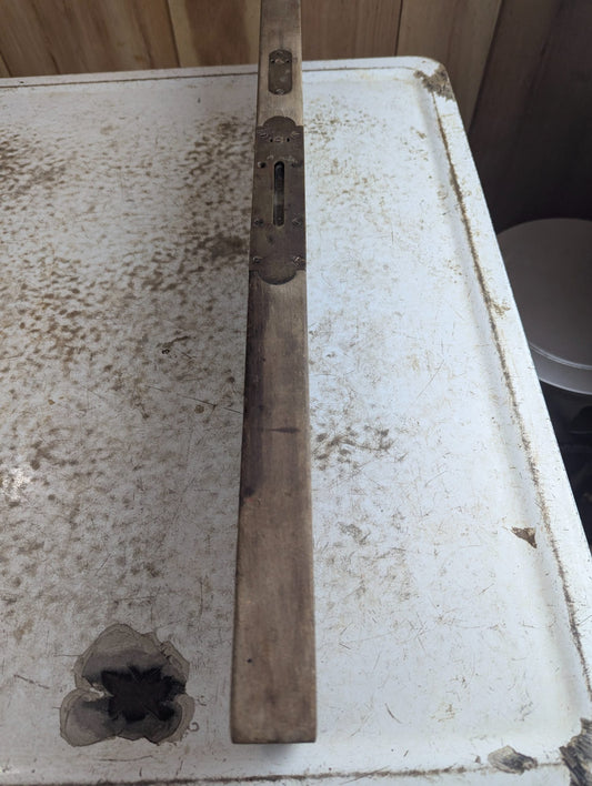 Antique Early Stanley Wood Level with Brass Plates and Patent Markings