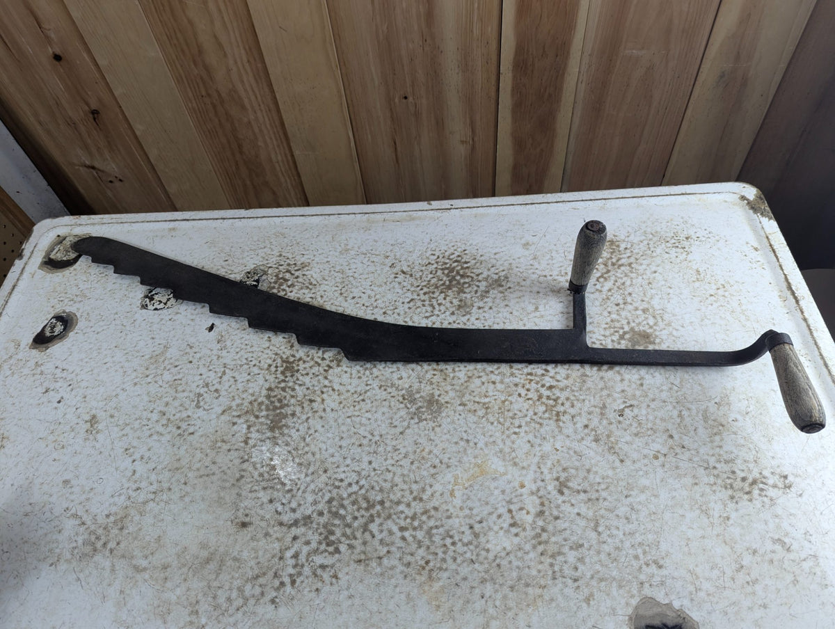 Antique Hand-Forged Hay Saw with Wooden Handles