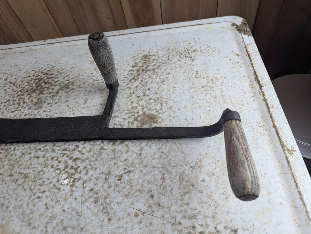 Antique Hand-Forged Hay Saw with Wooden Handles