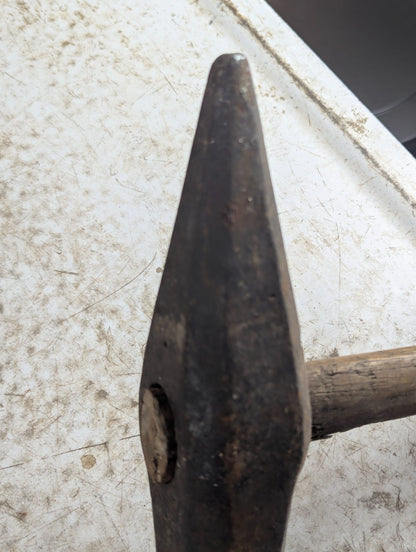 Antique Forged Steel Straight Peen Blacksmith Hammer with Wood Handle
