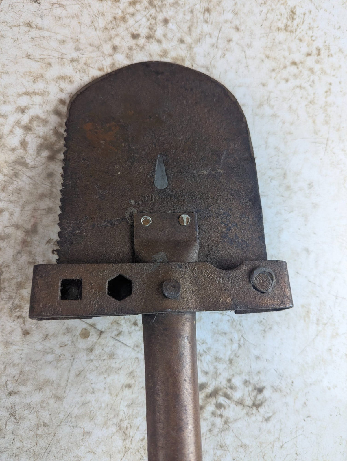 Vintage Soviet Style Entrenching Shovel Tool with Long Wood Handle