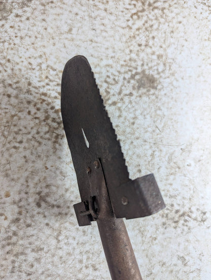 Vintage Soviet Style Entrenching Shovel Tool with Long Wood Handle