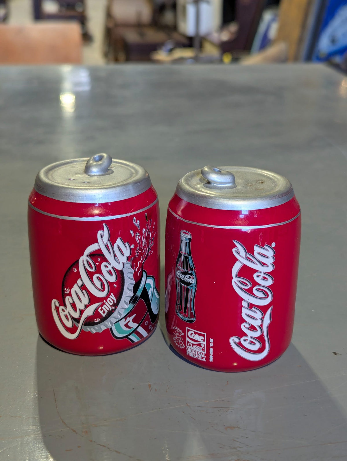 1990s Coca-Cola Can Salt and Pepper Shakers Set