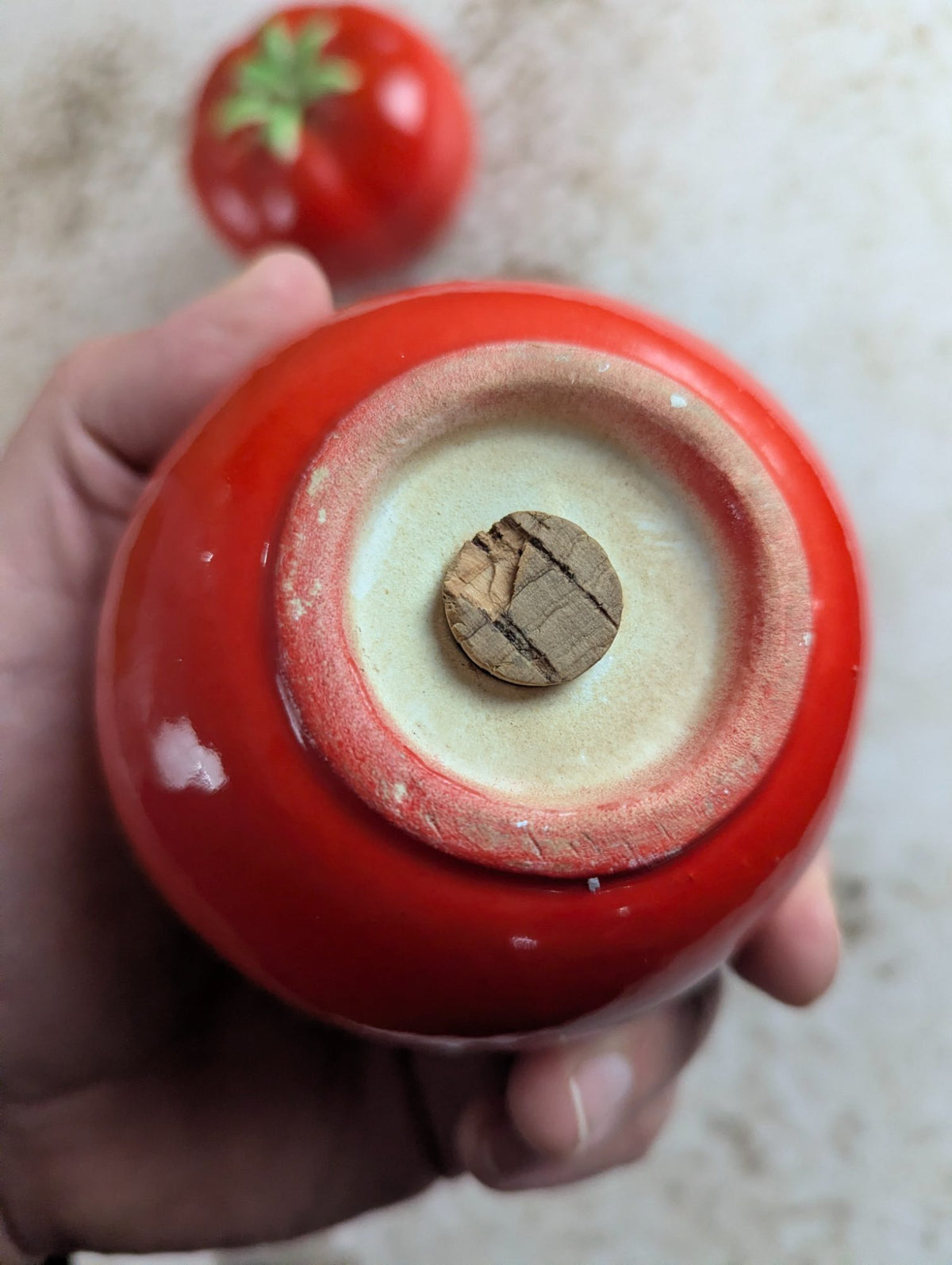 Vintage Ceramic Red Tomato Salt and Pepper Shakers Pair