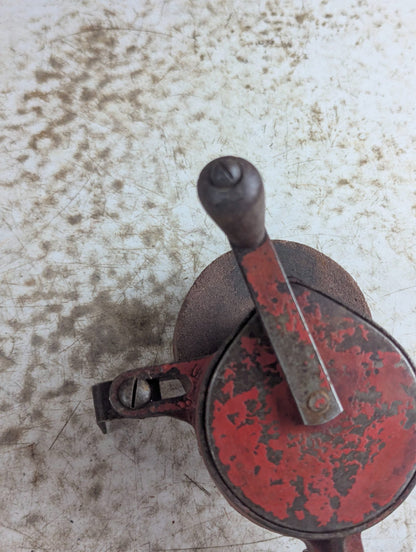 Vintage Cast Iron Hand Crank Grinding Stone Sharpener with Clamp Base