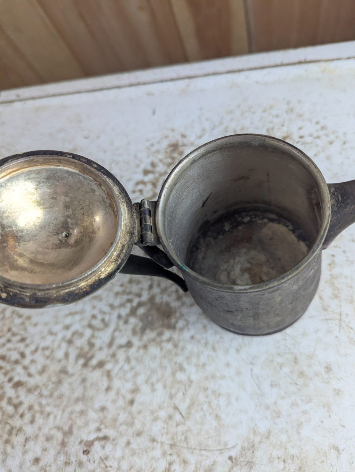 1920s Grand Silver Co. Nickel Silver Hotel Coffee Pot with Hinged Lid