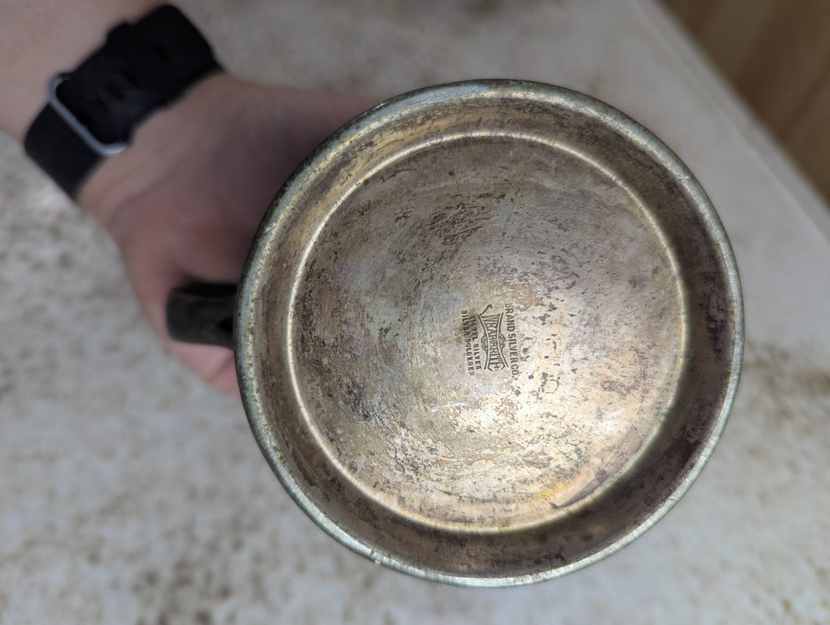 1920s Grand Silver Co. Nickel Silver Hotel Coffee Pot with Hinged Lid