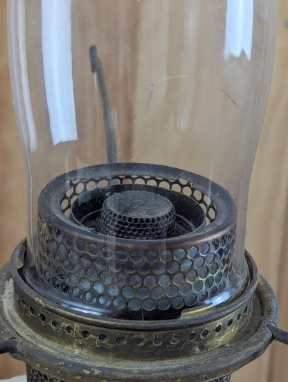 1940s Aladdin Lincoln Drapes Milk Glass Oil Lamp with Paper Shade
