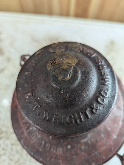 Antique E.T. Wright 1908 Patent Red Globe Railroad Lantern