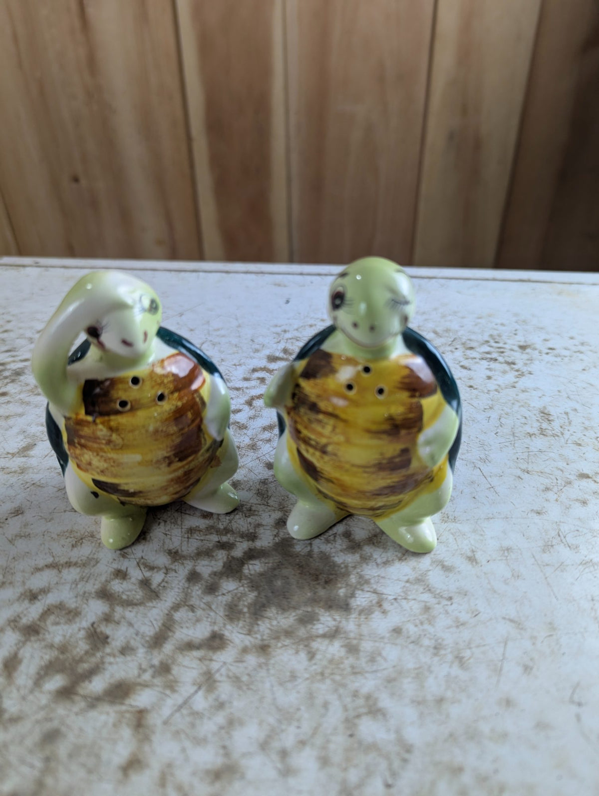 Mid-Century Japan Ceramic Turtle Salt and Pepper Shaker Pair