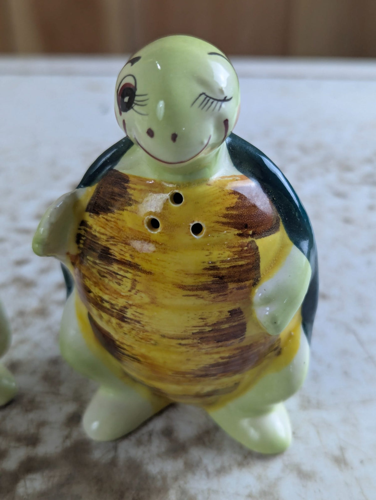 Mid-Century Japan Ceramic Turtle Salt and Pepper Shaker Pair