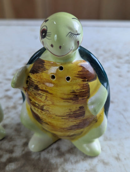 Mid-Century Japan Ceramic Turtle Salt and Pepper Shaker Pair