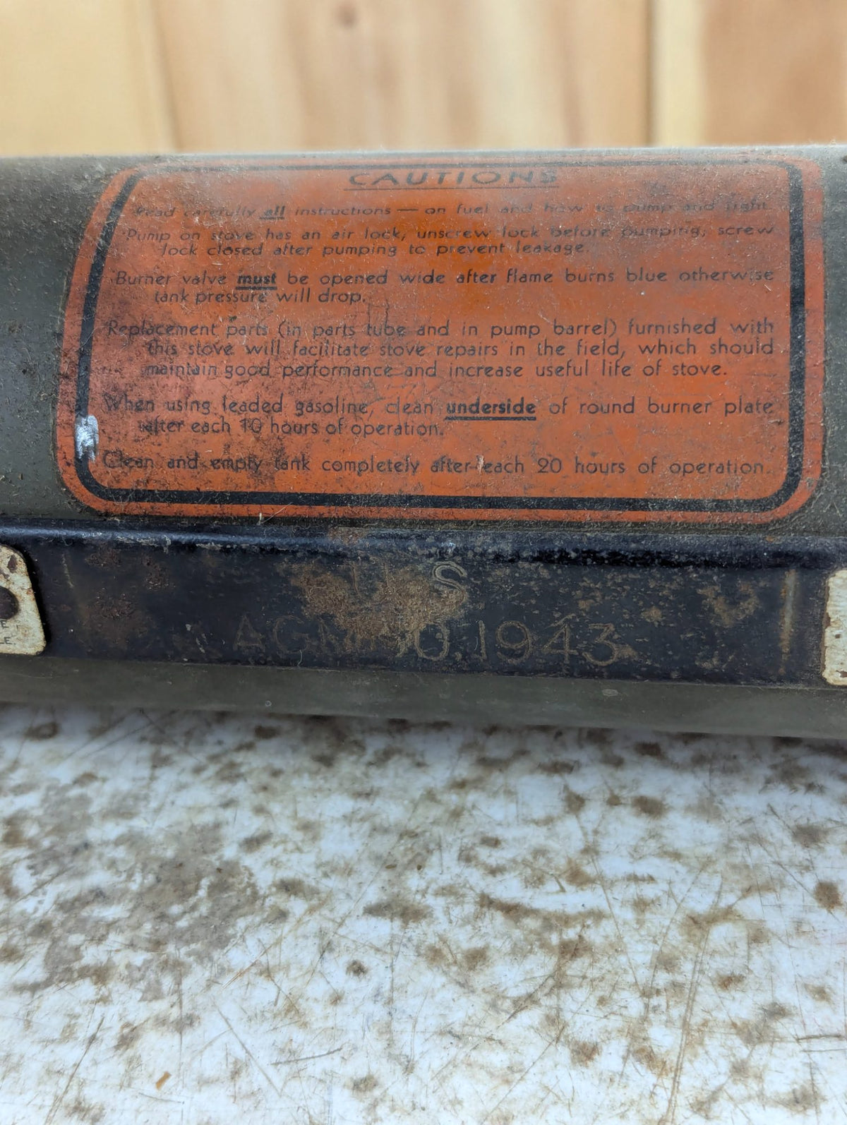 1940s US Army Two-Burner Gasoline Camp Stove with Folding Wire Stand