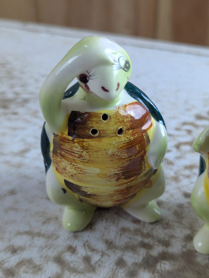 Mid-Century Japan Ceramic Turtle Salt and Pepper Shaker Pair