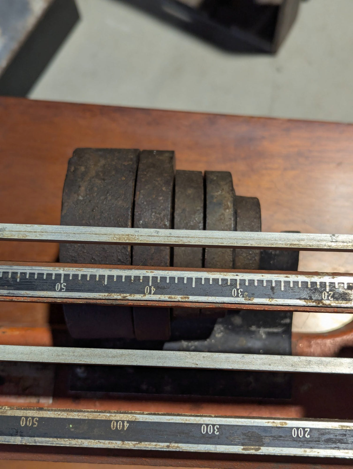 Vintage French Cast Iron Balance Scale with Steel Pan, Model 6234