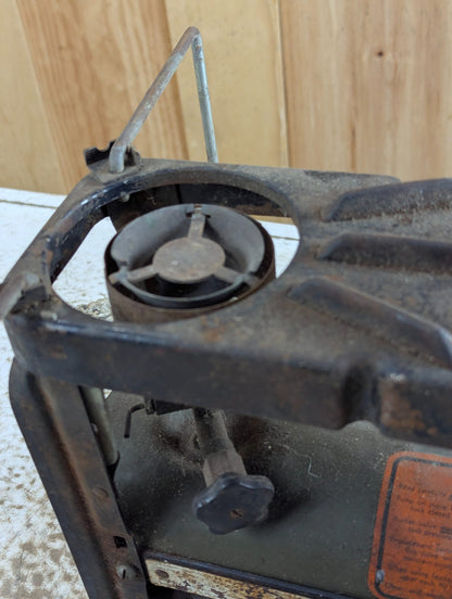 1940s US Army Two-Burner Gasoline Camp Stove with Folding Wire Stand