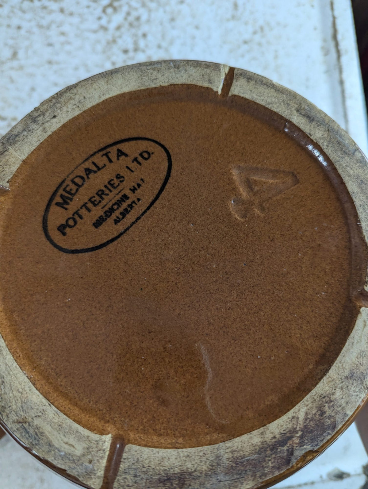 Vintage Medalta Potteries Brown Glazed Stoneware Bean Pot with Lid