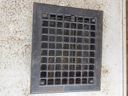 Vintage Metal Floor Heat Register Grille with Damper 10" x 8