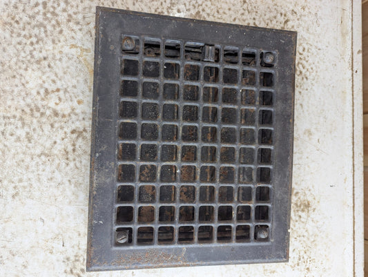 Vintage Metal Floor Heat Register Grille with Damper 10" x 8