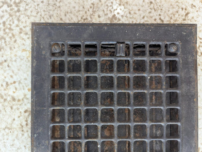 Vintage Metal Floor Heat Register Grille with Damper 10" x 8