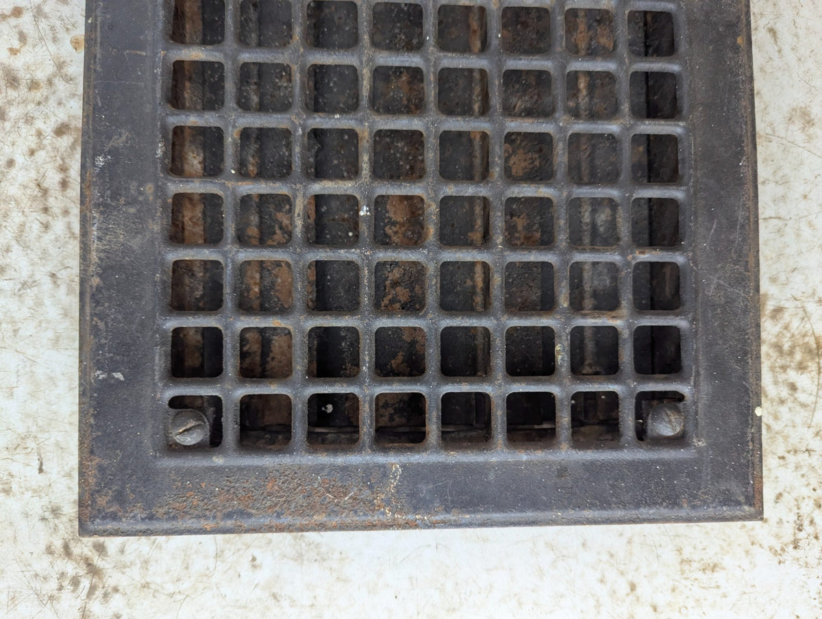 Vintage Metal Floor Heat Register Grille with Damper 10" x 8
