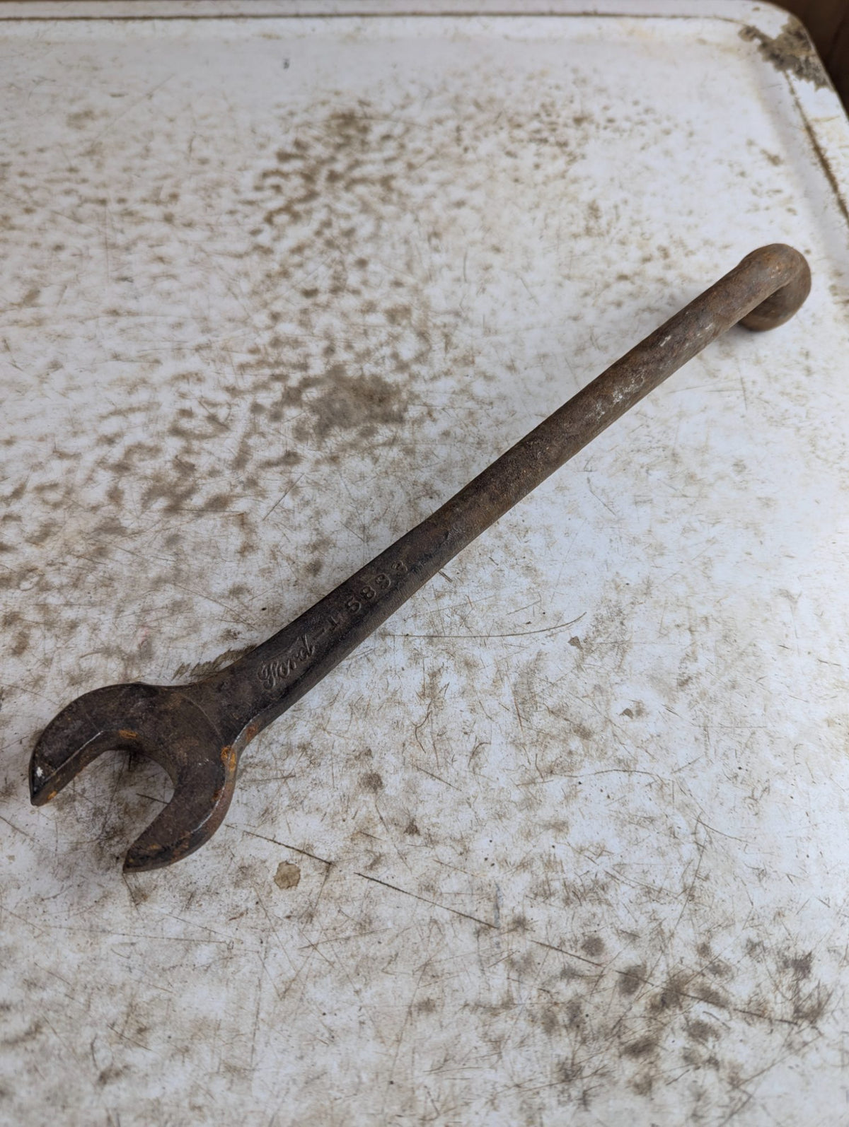 Vintage Ford Open End Wrench with Box End Stamped Ford J-5893