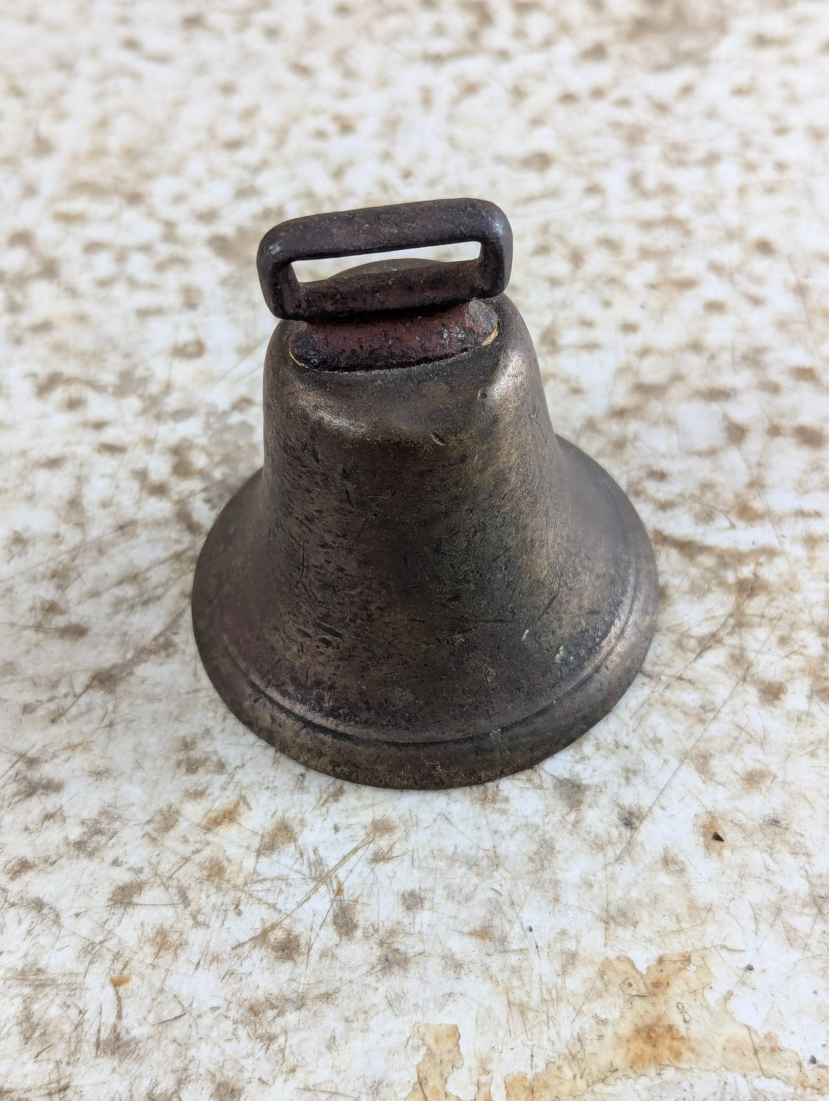 Antique Brass Bell with Iron Strap Handle
