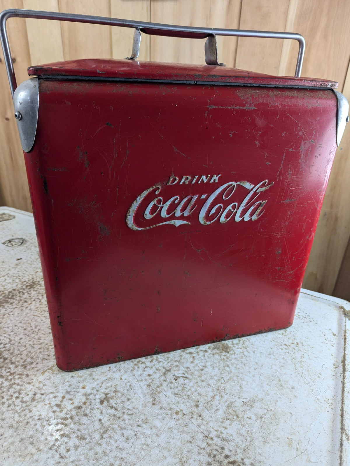 1940s-50s Coca-Cola Eastern Steel Products Metal Cooler 17.25" x 12.25" x 19