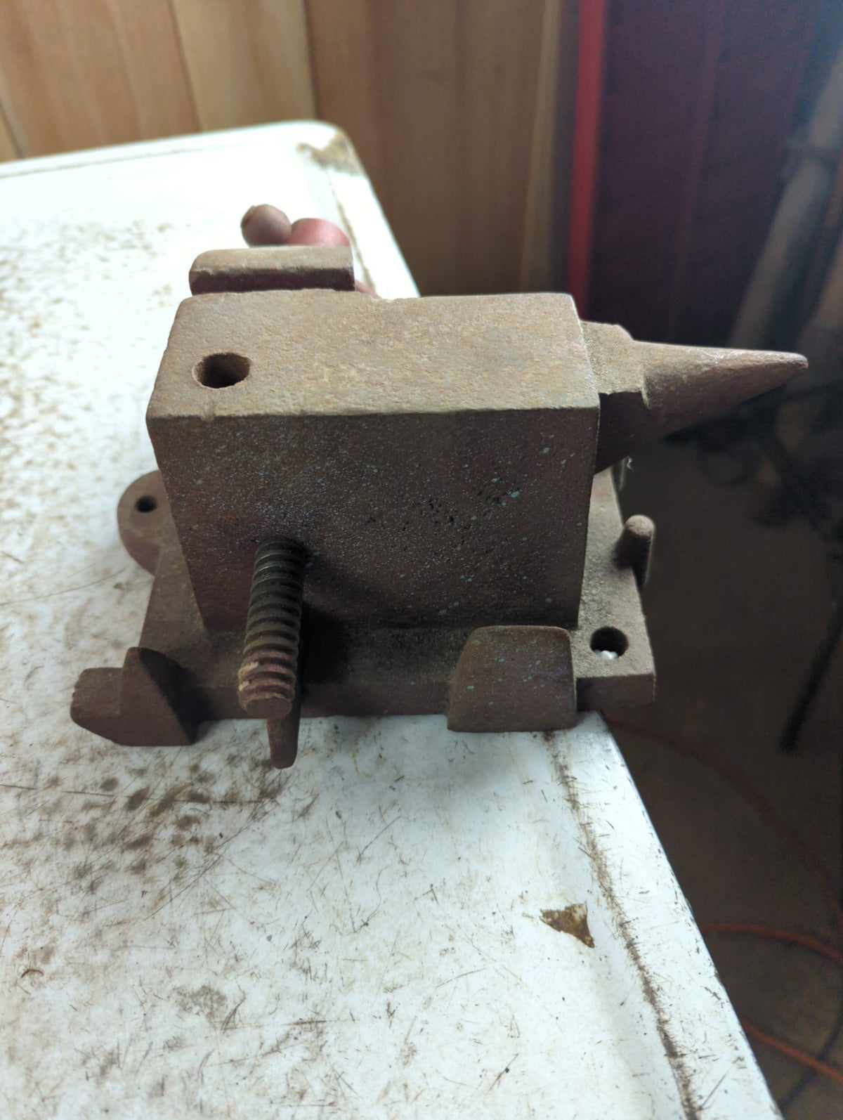 Vintage A&W Guelph Cast Iron Bench Vise with Anvil Horn and Swivel Base