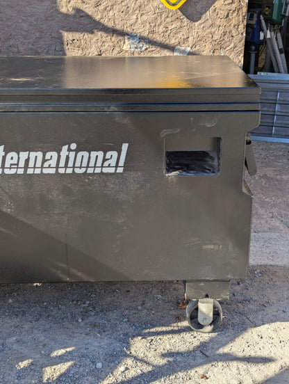 Vintage International Black Steel Job Box on Casters with Lift Lid