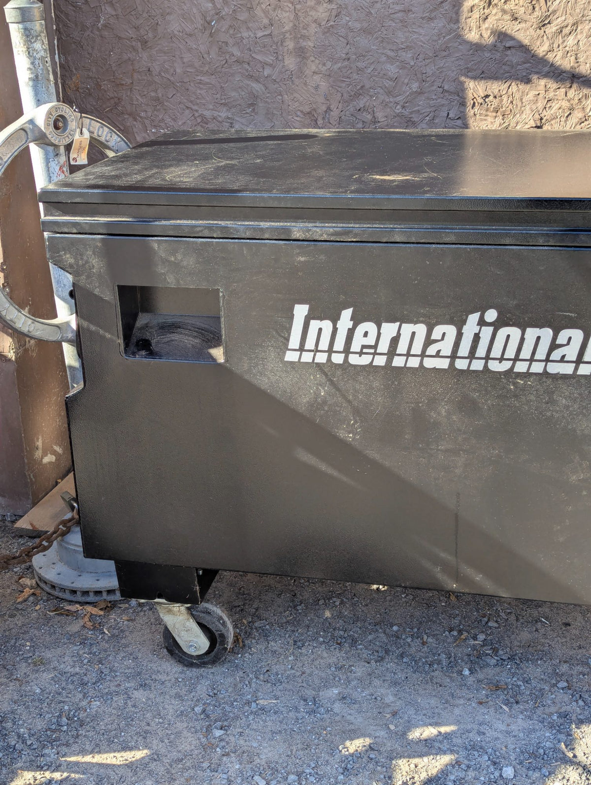 Vintage International Black Steel Job Box on Casters with Lift Lid