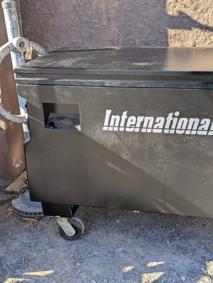 Vintage International Black Steel Job Box on Casters with Lift Lid