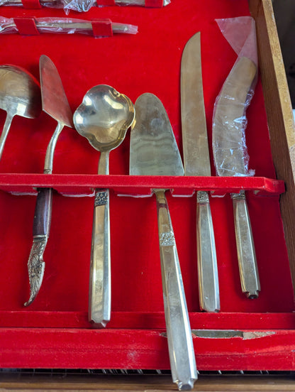 Vintage Solid Nickel-Bronze Thailand Dinner Set 144 Pcs for 12 Persons