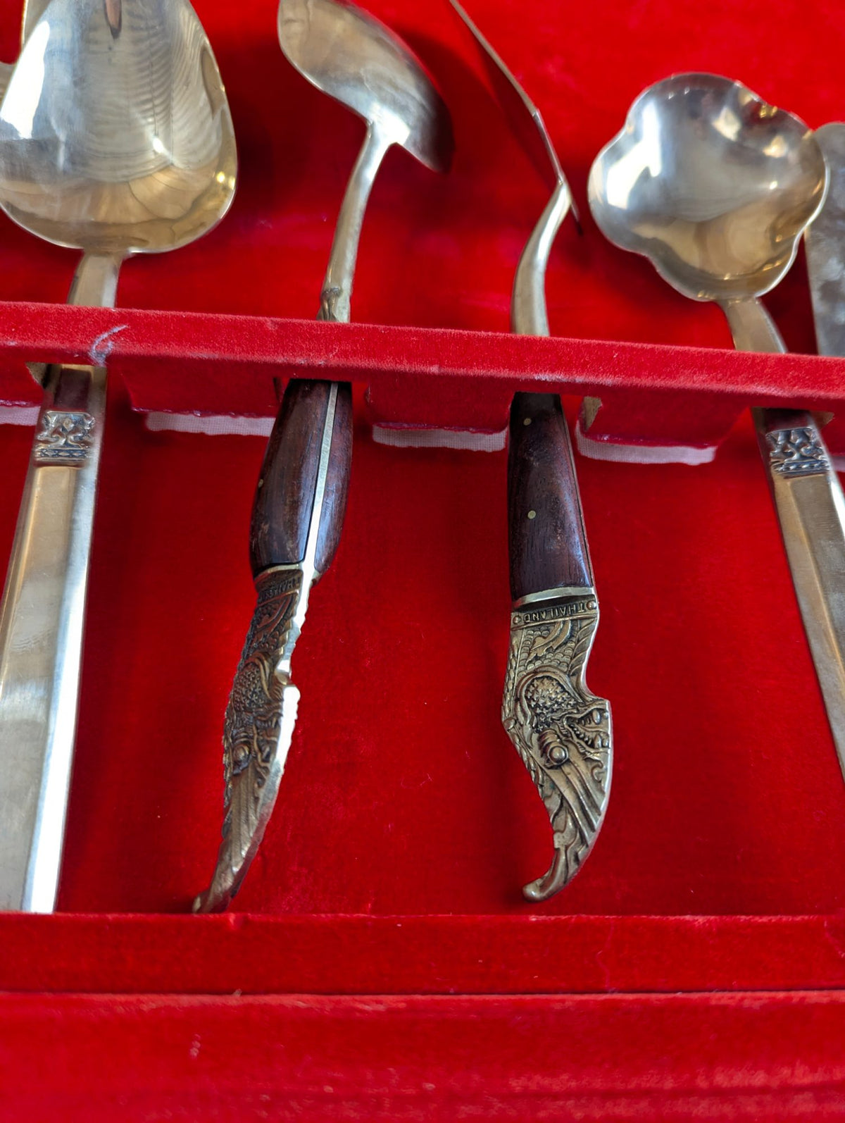 Vintage Solid Nickel-Bronze Thailand Dinner Set 144 Pcs for 12 Persons