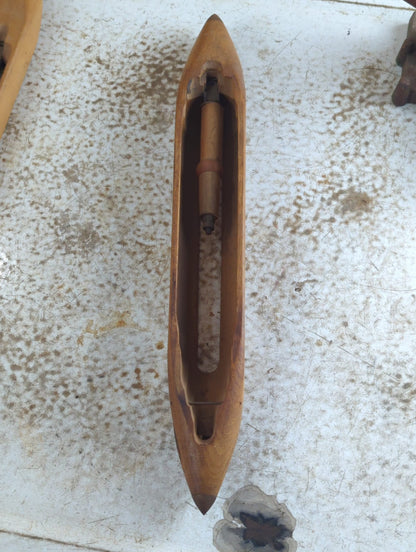 Vintage Wooden Weaving Loom Shuttle with Bobbin Holder