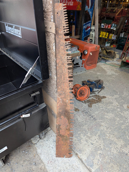 Vintage Rusted Steel Sickle Bar Blade Section for Farm Mower