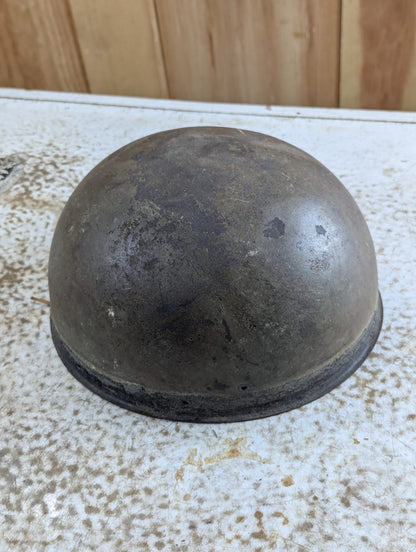 Vintage Military Steel Helmet Shell with Liner and Chinstrap