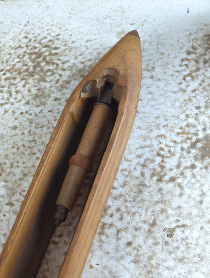 Vintage Wooden Weaving Loom Shuttle with Bobbin Holder