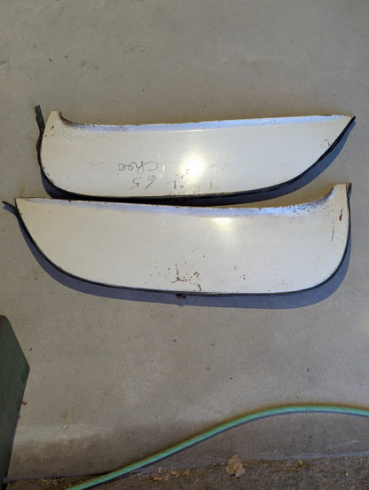 1960s Chevrolet Fender Skirts Pair - White Painted Metal with Rubber Trim