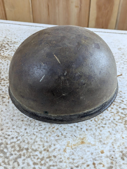 Vintage Military Steel Helmet Shell with Liner and Chinstrap